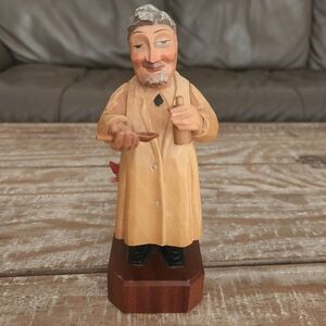 Vintage Anri Carved Wood Doctor Figurine Pediatrician Medicine 7" Pediatrics
